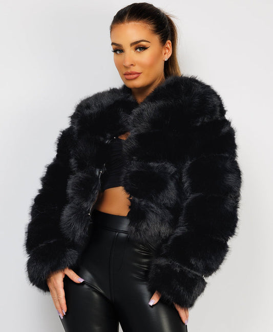 WinterWear Tiered Faux Fur Mink Jacket